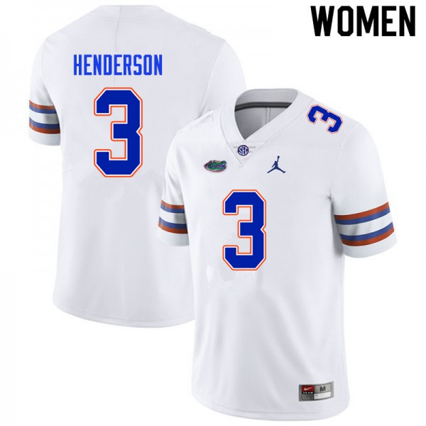 Women #3 Xzavier Henderson Florida Gators College Football Jersey White